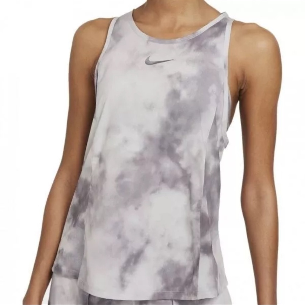 Nike Womens Icon Clash City Sleek Running Mesh Tank Gray White XS